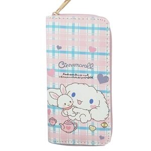 Cinnamoroll Wallet Women Pink Plaid Zip Around Organizer NWT